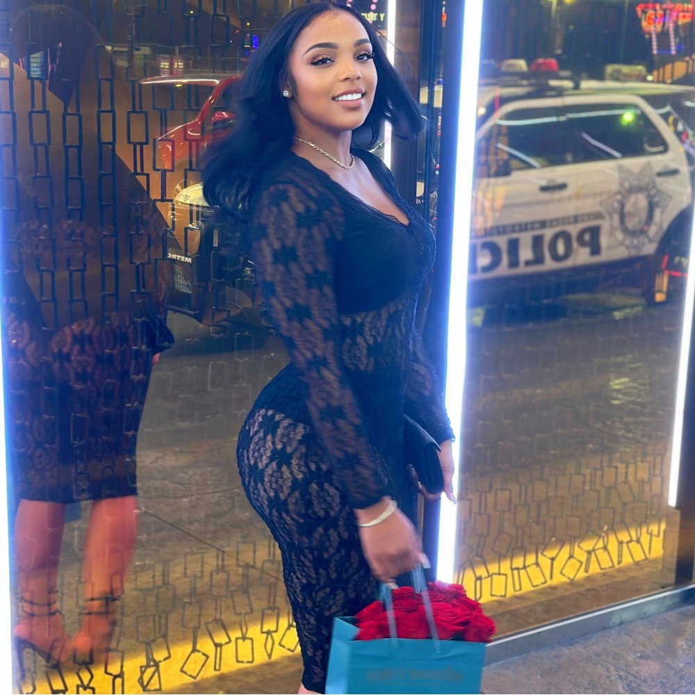 AKIRA Black Lace Long Sleeve Dress